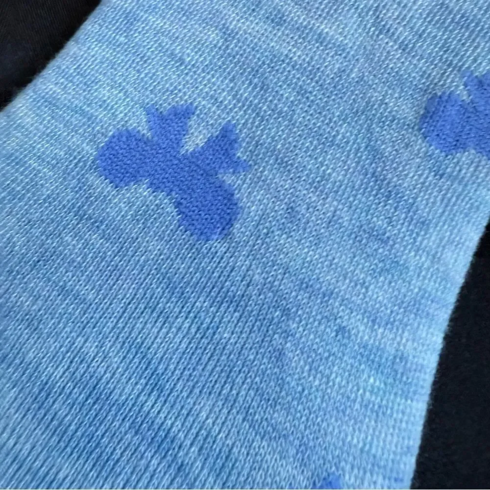 Blue No-Show Socks‎ with Pattern